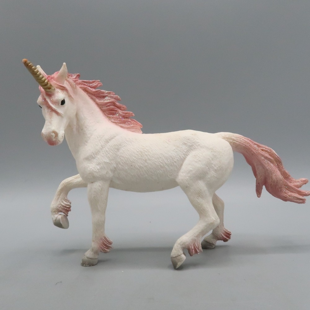 2014 Mojo Mythical White Pink STALLION UNICORN 7" Horse Figure loose